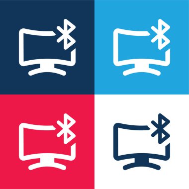 Bluetooth mavi ve kırmızı dört renk minimal simgesi