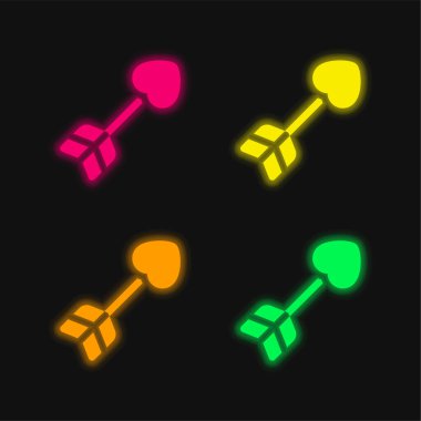 Dört renk parlayan neon vektör simgesi