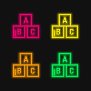 Abc dört renk parlayan neon vektör simgesi