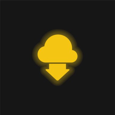 Sarı ok parlayan neon simgesi