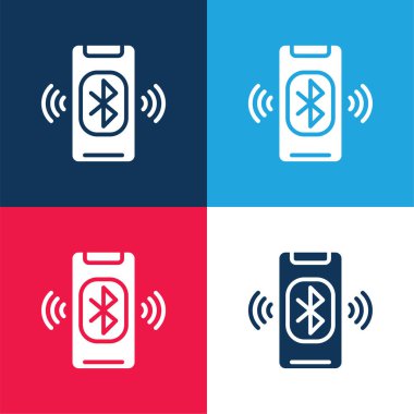 Bluetooth blue and red four color minimal icon set clipart