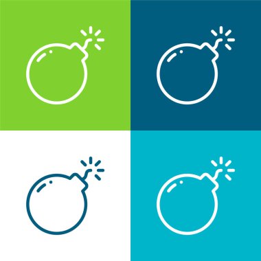 Bomba Düz 4 renk en küçük simge seti