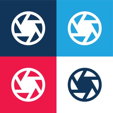 Açıklık mavi ve kırmızı dört renk minimal simge kümesi