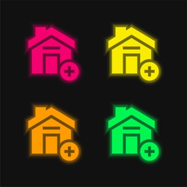 Add four color glowing neon vector icon clipart