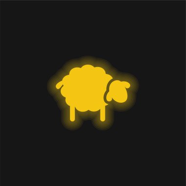 Siyah Koyun sarı parlak neon simgesi
