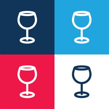 Big Wine Cup blue and red four color minimal icon set