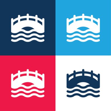 Bridge blue and red four color minimal icon set clipart
