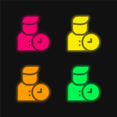 Randevu dört renk parlayan neon vektör simgesi