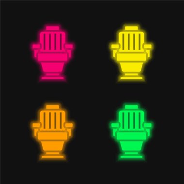 Koltuk dört renkli parlayan neon vektör simgesi