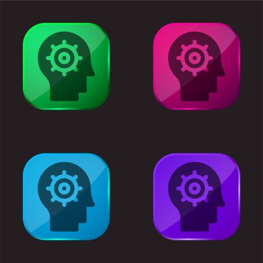 Artificial Intelligence four color glass button icon clipart
