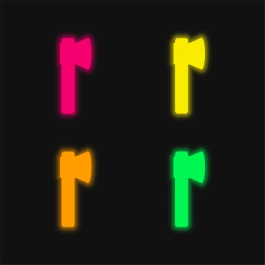 Eksen dört renk parlayan neon vektör simgesi