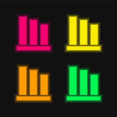 Çubuk Çizelgesi dört renk parlayan neon vektör simgesi