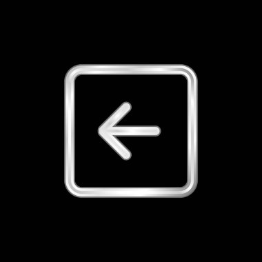 Arka Sol Ok Kare Düğmesi Ana Hattı gümüş kaplama metalik simge