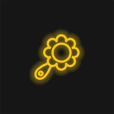 Çiçek şekilli sarı parlak neon ikonunun bebek tıkırtısı