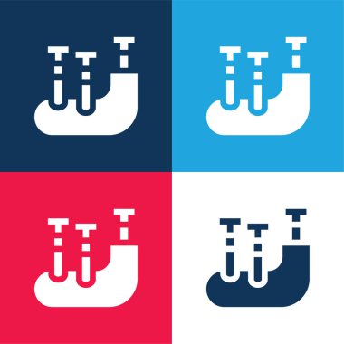 Gayda mavi ve kırmızı dört renk minimal simge seti