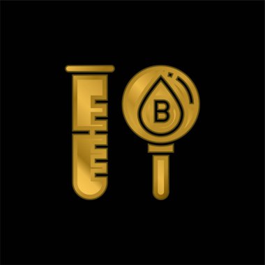 Kan testi altın kaplama metalik simge veya logo vektörü