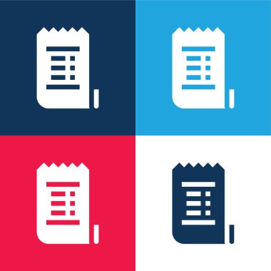 Bill mavi ve kırmızı dört renk minimal simge kümesi