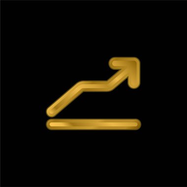 Çizgi Grafiksel Sembol Altın kaplama metalik simge veya logo vektörü yükseliyor