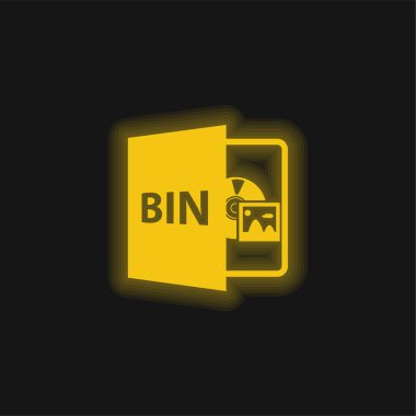BIN Açık Dosya Biçimi Sarı parlak neon simgesi