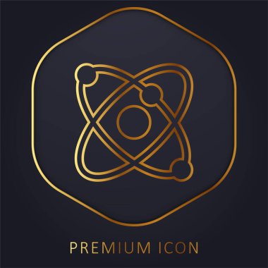 Atomic Structure golden line premium logo or icon clipart