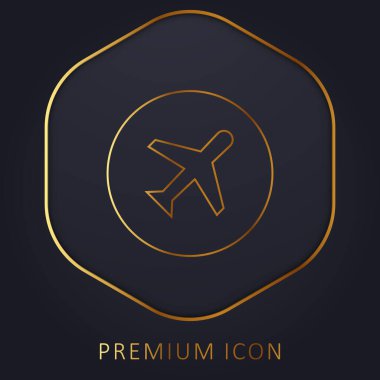 Uçak altın çizgisi prim logosu veya simgesi