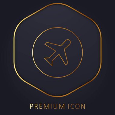 Airplane golden line premium logo or icon clipart