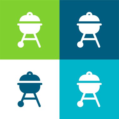 Bbq Düz dört renk en küçük simge kümesi