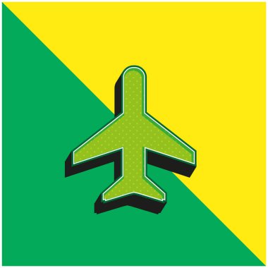 Uçak Yeşil ve Sarı Modern 3D vektör simgesi logosu