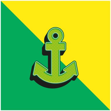Anchor Navigational Interface Sign Green and yellow modern 3d vector icon logo clipart