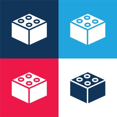 Tuğla mavi ve kırmızı dört renk minimal simge kümesi