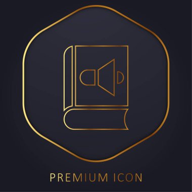 Audiobook altın çizgi prim logosu veya simgesi