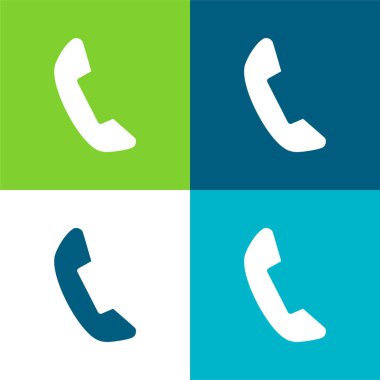 Siyah Telefon Auricular Düz Düz Renk simgesi seti