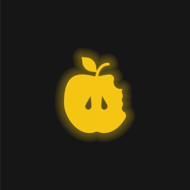 Apple yellow glowing neon icon clipart