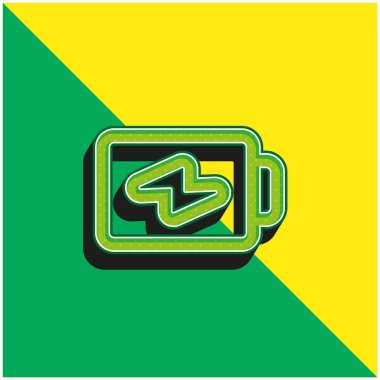 Bir cıvata yeşili ve sarı 3D vektör logosuna sahip pil yatay çizgisi