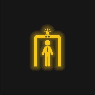 Airport Security Portal yellow glowing neon icon clipart