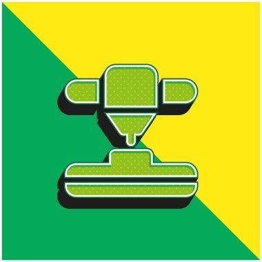 3d Yazıcı Yeşil ve Sarı 3d vektör simgesi