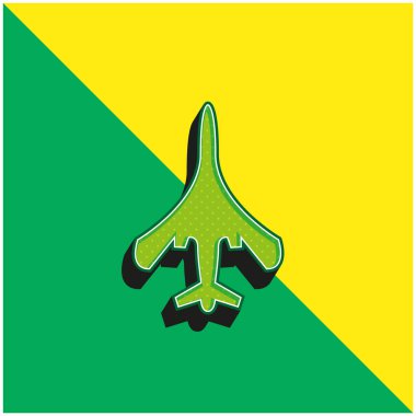 Siyah Silüet Şeklinin Üst veya Alt Görünümü Yeşil ve Sarı 3D vektör simgesi