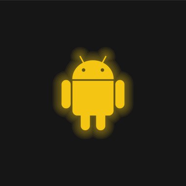 Android Logosu sarı parlak neon simgesi