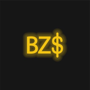 Belize Dolar Sembolü Sarı parlak neon simgesi
