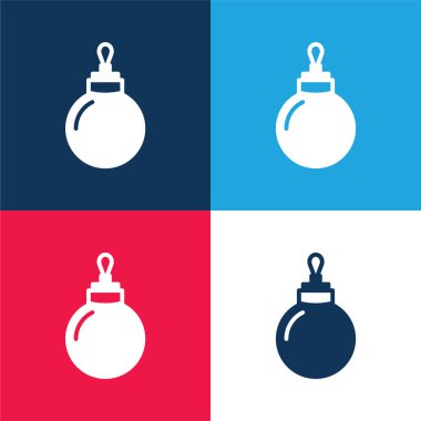 Bauble mavi ve kırmızı dört renk en düşük simge kümesi