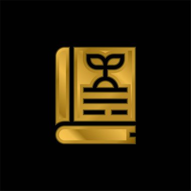 Kitap altın kaplamalı metalik simge veya logo vektörü