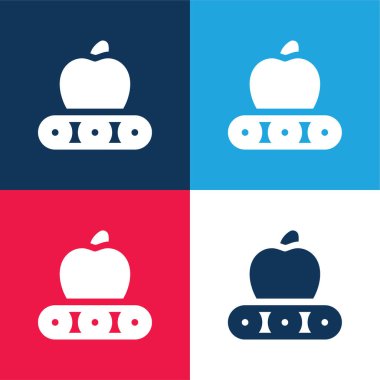Apple blue and red four color minimal icon set clipart