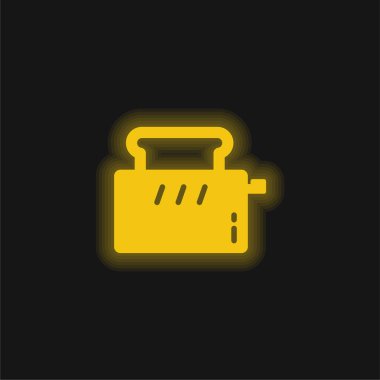 Ekmek kızartma makinesi sarı parlayan neon simgesi