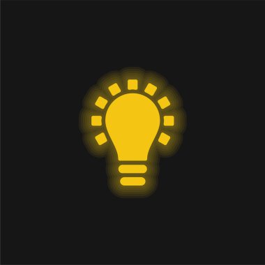 Siyah Ampul Yaratıcılık Sembolü Sarı parlak neon simgesi