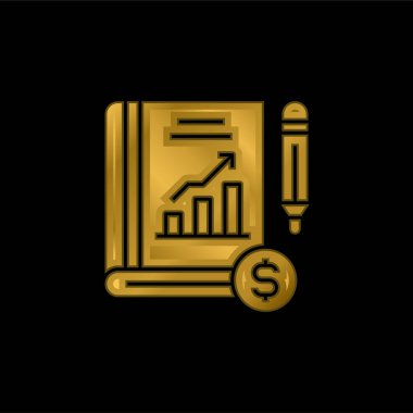 Kitap altın kaplamalı metalik simge veya logo vektörü