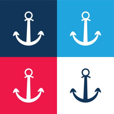 Anchor Symbol For Interface blue and red four color minimal icon set clipart