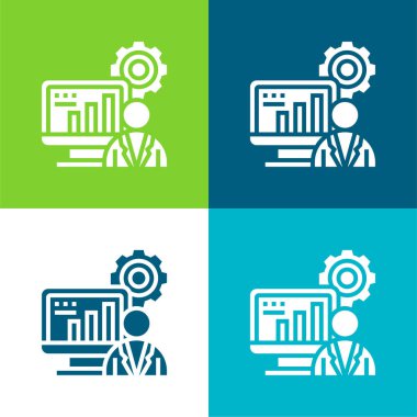 Administrator Flat four color minimal icon set clipart