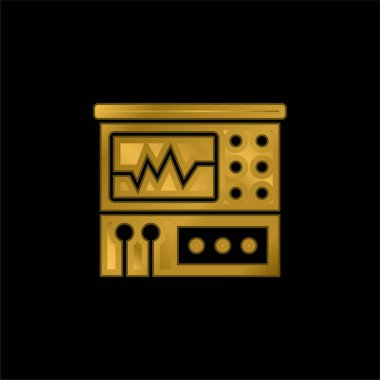 Analyzer gold plated metalic icon or logo vector clipart