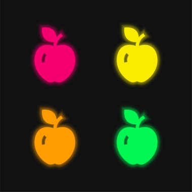 Apple dört renk parlayan neon vektör simgesi