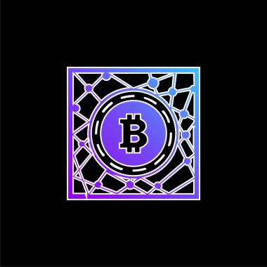Bitcoin Dijital Ağ Sembolü mavi gradyan vektör simgesi
